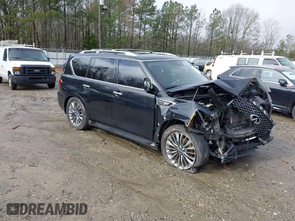 2021 Infiniti QX80 SENSORY with VIN JN8AZ2BE7M9271822, listed as a IAAI auction lot 41572764 with 84,502 mi miles. Bid and sale history available at carsss.com. Image 1.