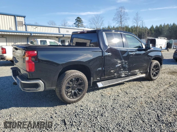 2023 Chevrolet Silverado 1500 LTZ with VIN 1GCUDGE85PZ163021, listed as a Copart auction lot 43059445 with 28,719 mi miles and Salvage Title. Bid and sale history available at carsss.com. Image 3.