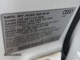 2021 Audi Q8 Premium Plus z VIN WA1EVAF18MD004657, wystawiony jako Copart lot #45008865 z przebiegiem 42 489 mil mil oraz Szkody całkowita. Historia ofert i sprzedaży dostępna na DreamBid. Obrazek 13.