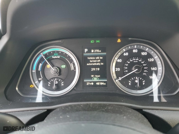 2021 Hyundai Sonata Hybrid Blue with VIN KMHL24JJ9MA035508, listed as a Copart auction lot 85812354 with 48,184 mi miles and Salvage Title. Bid and sale history available at carsss.com. Image 9.