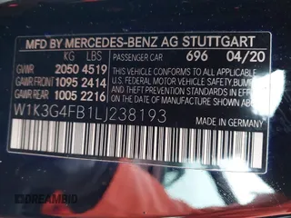 2020 Mercedes-Benz A 220 с VIN W1K3G4FB1LJ238193, выставлен на аукционе IAAI как лот 41975738 с пробегом 52 381 миль миль и . История ставок и продаж доступна на DreamBid. Изображение 9.