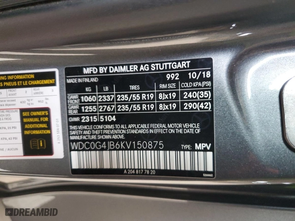 2019 Mercedes-Benz GLC with VIN WDC0G4JB6KV150875, listed as a Copart auction lot 51901365 with 32,524 mi miles and Salvage Title. Bid and sale history available at carsss.com. Image 13.