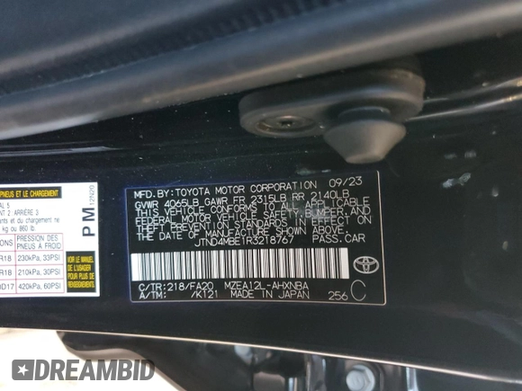 2024 Toyota Corolla SE with VIN JTND4MBE1R3218767, listed as a Copart auction lot 75134184 with 13,440 mi miles and Salvage Title. Bid and sale history available at DreamBid. Image 13.