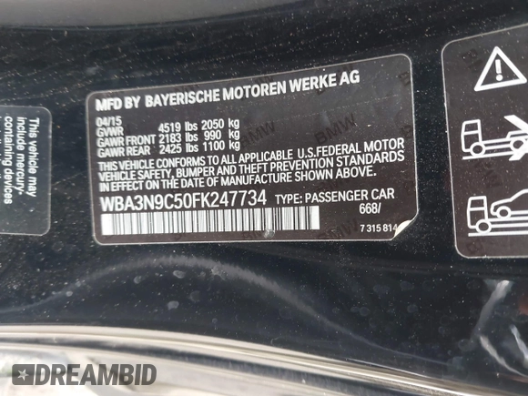 2015 BMW 4 Series 428i xDrive с VIN WBA3N9C50FK247734, выставлен на аукционе IAAI как лот 42050172 с пробегом 82 475 миль миль и . История ставок и продаж доступна на DreamBid. Изображение 9.