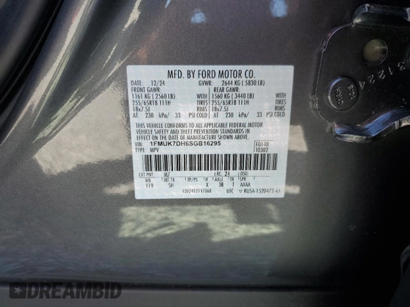2025 Ford Explorer Active with VIN 1FMUK7DH6SGB16295, listed as a Copart auction lot 48884825 with 193 mi miles and Salvage Title. Bid and sale history available at carsss.com. Image 14.