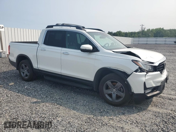 2022 Honda Ridgeline RTL-E with VIN 5FPYK3F70NB006495, listed as a Copart auction lot 57756735 with 43,874 mi miles and Salvage title. Bid and sale history available at DreamBid. Image 4.