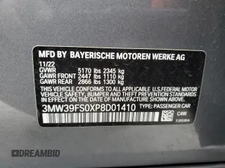 2023 BMW 3 Series 330e xDrive with VIN 3MW39FS0XP8D01410, listed as a Copart auction lot 45859165 with Not Provided miles and Salvage Title. Bid and sale history available at carsss.com. Image 12.