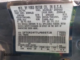 1990 Ford Ranger z VIN 1FTCR14T7LPB00718, wystawiony jako IAAI lot #42756062 z przebiegiem 77 393 mil mil oraz . Historia ofert i sprzedaży dostępna na DreamBid. Obrazek 9.