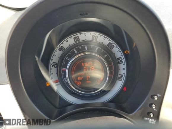 2012 FIAT 500 Lounge with VIN 3C3CFFCR5CT122857, listed as a Copart auction lot 64419545 with 97,605 mi miles and Salvage title. Bid and sale history available at DreamBid. Image 9.