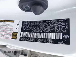2020 Toyota Prius L Eco z VIN JTDKARFU4L3116504, wystawiony jako IAAI lot #42178279 z przebiegiem 33 668 mil mil oraz . Historia ofert i sprzedaży dostępna na DreamBid. Obrazek 9.