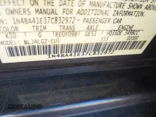 2007 Nissan Maxima SE with VIN 1N4BA41E37C832972, listed as a IAAI auction lot 42739254 with 128,163 mi miles and . Bid and sale history available at DreamBid. Image 9.