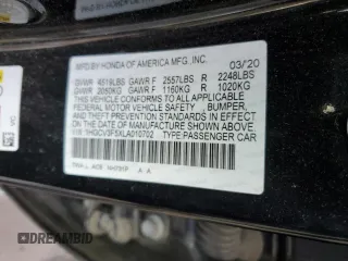 2020 Honda Accord EX-L with VIN 1HGCV3F5XLA010702, listed as a Copart auction lot 46658805 with 88,065 mi miles and Salvage title. Bid and sale history available at DreamBid. Image 12.