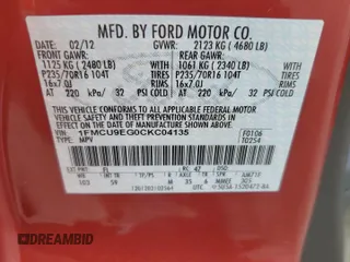 2012 Ford Escape Limited с VIN 1FMCU9EG0CKC04135, выставлен на аукционе Copart как лот 64675885 с пробегом 65 759 миль миль и Списание • Salvage title. История ставок и продаж доступна на DreamBid. Изображение 14.