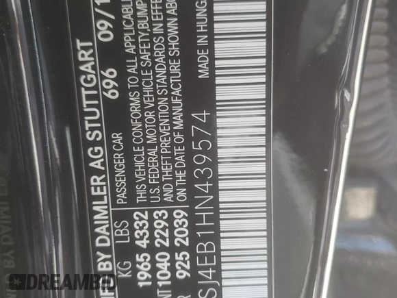 2017 Mercedes-Benz CLA 250 with VIN WDDSJ4EB1HN439574, listed as a Copart auction lot 61608493 with 72,178 mi miles and . Bid and sale history available at DreamBid. Image 14.