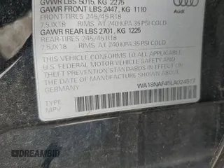 2020 Audi A4 allroad Premium Plus with VIN WA18NAF45LA024517, listed as a Copart auction lot 38195084 with 49,546 mi miles. Bid and sale history available at carsss.com. Image 13.