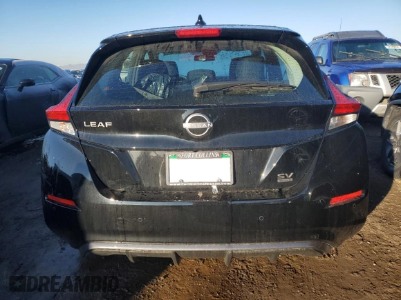 2025 Nissan LEAF SV Plus with VIN 1N4CZ1CV0SC560236, listed as a Copart auction lot 79909104 with 447 mi miles and Salvage Title. Bid and sale history available at carsss.com. Image 6.