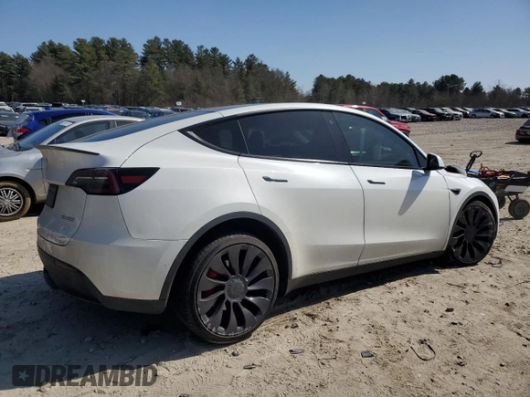 2021 Tesla Model Y Performance with VIN 5YJYGDEF9MF268006, listed as a Copart auction lot 49082695 with 69,743 mi miles and Salvage Title. Bid and sale history available at DreamBid. Image 3.