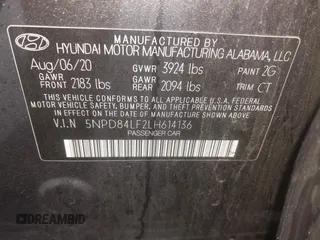 2020 Hyundai Elantra SEL z VIN 5NPD84LF2LH614136, wystawiony jako IAAI lot #42009457 z przebiegiem 71 788 mil mil oraz . Historia ofert i sprzedaży dostępna na DreamBid. Obrazek 9.