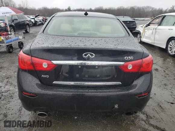 2015 Infiniti Q50 with VIN JN1BV7AR6FM403615, listed as a Copart auction lot 49626385 with 155,423 mi miles and Clean Title. Bid and sale history available at carsss.com. Image 6.