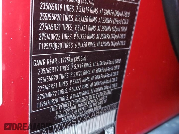 2019 Land Rover Range Rover Sport HSE Dynamic z VIN SALWV2SV3KA848928, wystawiony jako Copart lot #50221645 z przebiegiem 93 727 mil mil oraz Szkoda całkowita • Salvage title. Historia ofert i sprzedaży dostępna na DreamBid. Obrazek 13.