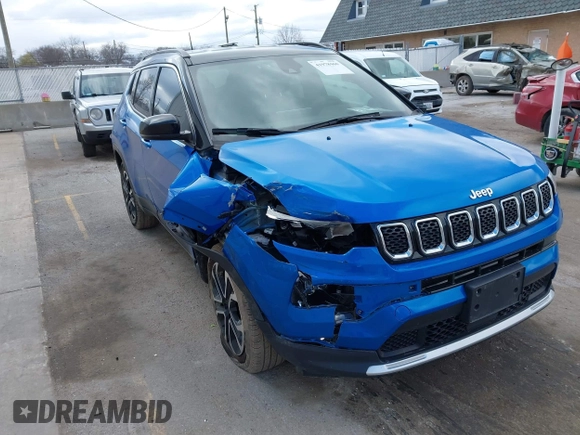 2023 Jeep Compass Limited with VIN 3C4NJDCN9PT519336, listed as a IAAI auction lot 41978460 with 35,272 mi miles and . Bid and sale history available at DreamBid. Image 1.