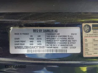 2010 Smart fortwo Pure with VIN WMEEJ3BA0AK373668, listed as a IAAI auction lot 42675428 with 139,616 mi miles and . Bid and sale history available at DreamBid. Image 9.