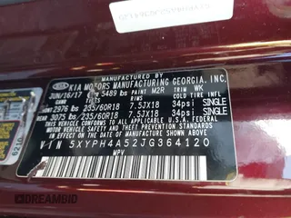 2018 Kia Sorento EX with VIN 5XYPH4A52JG364120, listed as a IAAI auction lot 41124189 with Not Provided miles and . Bid and sale history available at DreamBid. Image 9.