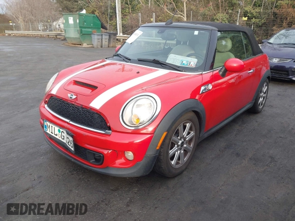 2012 MINI Convertible S with VIN WMWZP3C5XCT249627, listed as a IAAI auction lot 41430331 with 157,533 mi miles and . Bid and sale history available at DreamBid. Image 2.