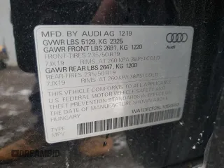 2020 Audi Q3 S line Premium with VIN WA1DECF35L1056563, listed as a Copart auction lot 80702914 with 57,260 mi miles and Clean Title. Bid and sale history available at carsss.com. Image 13.