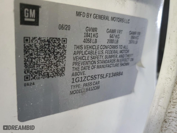 2020 Chevrolet Malibu LS with VIN 1G1ZC5ST5LF134984, listed as a Copart auction lot 46161625 with 81,079 mi miles and Salvage Title. Bid and sale history available at carsss.com. Image 14.