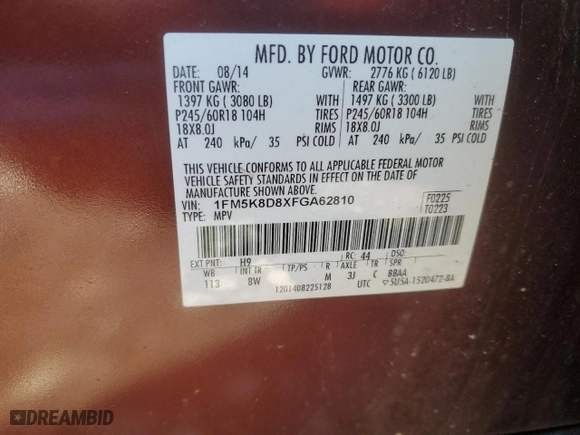 2015 Ford Explorer XLT with VIN 1FM5K8D8XFGA62810, listed as a Copart auction lot 50899465 with 105,230 mi miles and Salvage Title. Bid and sale history available at carsss.com. Image 13.