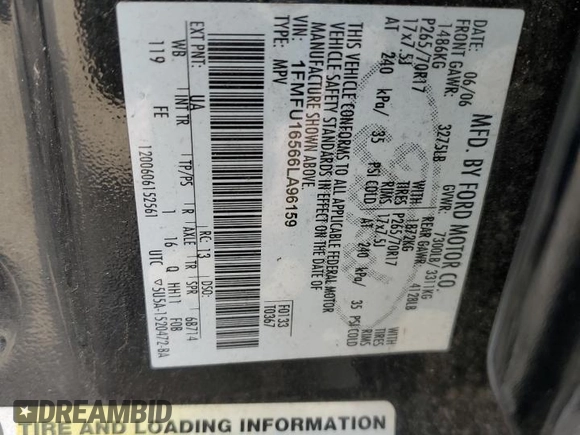 2006 Ford Expedition Special Service с VIN 1FMFU16566LA96159, выставлен на аукционе Copart как лот 48912145 с пробегом 81 799 миль миль и Списание • Salvage title. История ставок и продаж доступна на DreamBid. Изображение 15.