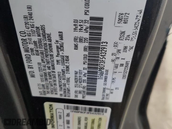 2015 Ford Mustang GT with VIN 1FA6P8CF3F5432913, listed as a Copart auction lot 50127575 with 151,637 mi miles and Salvage Title. Bid and sale history available at DreamBid. Image 12.