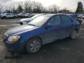 2007 Kia Spectra EX with VIN KNAFE122975464589, listed as a Copart auction lot 43562685 with 233,296 mi miles and Salvage Title. Bid and sale history available at carsss.com. Image 1.