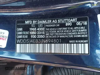 2018 Mercedes-Benz CLA 250 with VIN WDDSJ4EB3JN694801, listed as a IAAI auction lot 41815709 with 63,802 mi miles and . Bid and sale history available at DreamBid. Image 9.