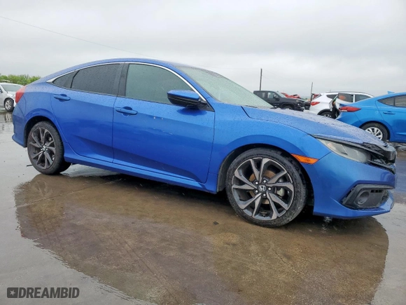 2019 Honda Civic Sedan Sport with VIN 19XFC2F82KE022215, listed as a Copart auction lot 50644045 with 66,756 mi miles and Salvage Title. Bid and sale history available at carsss.com. Image 4.