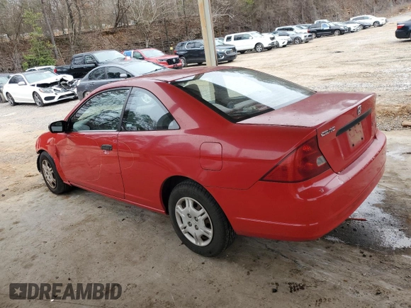 2002 Honda Civic DX with VIN 1HGEM22202L061842, listed as a Copart auction lot 43760875 with 154,751 mi miles and Salvage Title. Bid and sale history available at DreamBid. Image 2.
