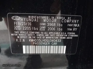 2016 Hyundai Elantra GT with VIN KMHD35LH0GU340433, listed as a IAAI auction lot 41183897 with 106,497 mi miles. Bid and sale history available at carsss.com. Image 9.