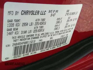 2008 Chrysler Town & Country Touring with VIN 2A8HR54P08R115219, listed as a IAAI auction lot 41785483 with 192,735 mi miles. Bid and sale history available at carsss.com. Image 9.