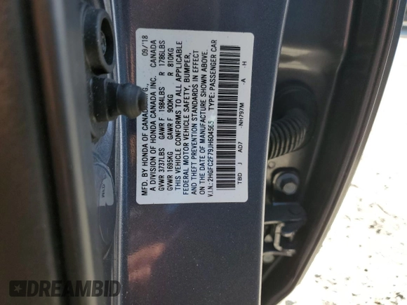 2018 Honda Civic EX with VIN 2HGFC2F79JH604565, listed as a Copart auction lot 47015045 with 99,029 mi miles and Salvage Title. Bid and sale history available at DreamBid. Image 12.