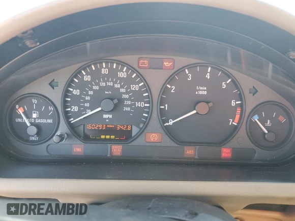 1999 BMW Z3 2.5 with VIN 4USCH9333XLG01960, listed as a Copart auction lot 72513814 with 160,293 mi miles and Salvage title. Bid and sale history available at DreamBid. Image 9.