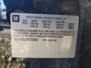 2015 Chevrolet Impala LTZ with VIN 2G1155SL8F9272183, listed as a Copart auction lot 88588535 with 84,531 mi miles and Salvage Title. Bid and sale history available at DreamBid. Image 14.