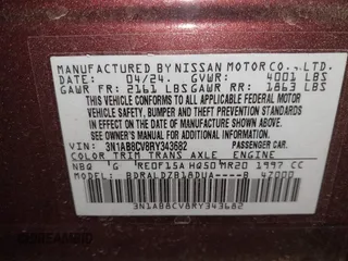 2024 Nissan Sentra SV with VIN 3N1AB8CV8RY343682, listed as a IAAI auction lot 41679896 with 3,109 mi miles. Bid and sale history available at carsss.com. Image 9.