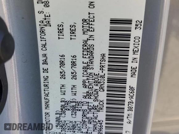 2020 Toyota Tacoma SR5 with VIN 3TMDZ5BN9LM096645, listed as a Copart auction lot 53723995 with 43,539 mi miles and Salvage title. Bid and sale history available at DreamBid. Image 12.