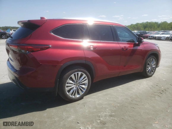 2023 Toyota Highlander L with VIN 5TDKDRAH5PS036201, listed as a Copart auction lot 47067605 with 21,317 mi miles and Salvage Title. Bid and sale history available at carsss.com. Image 3.
