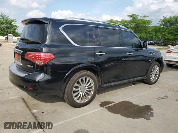 2015 Infiniti QX80 with VIN JN8AZ2NF7F9572565, listed as a Copart auction lot 58494415 with 122,609 mi miles and Salvage title. Bid and sale history available at DreamBid. Image 3.