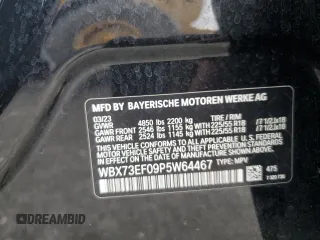 2023 BMW X1 xDrive28i with VIN WBX73EF09P5W64467, listed as a Copart auction lot 58586875 with 29,022 mi miles and Salvage title. Bid and sale history available at DreamBid. Image 13.