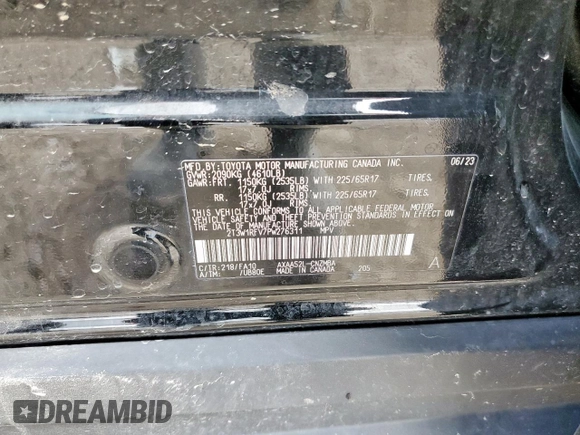 2023 Toyota RAV4 XLE with VIN 2T3W1RFV7PW276311, listed as a Copart auction lot 62705575 with 29,267 mi miles and Salvage title. Bid and sale history available at DreamBid. Image 13.