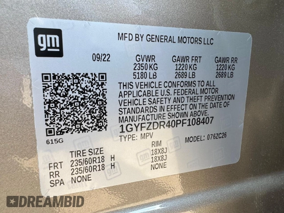 2023 Cadillac XT4 AWD Premium Luxury z VIN 1GYFZDR40PF108407, wystawiony jako Copart lot #86400754 z przebiegiem 8 724 mil mil oraz Nie do naprawy • Non repairable. Historia ofert i sprzedaży dostępna na DreamBid. Obrazek 15.