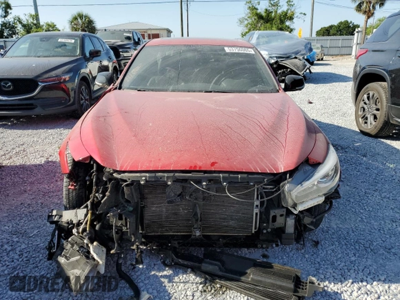 2018 Infiniti Q50 Red Sport 400 with VIN JN1FV7AP1JM460510, listed as a Copart auction lot 53756065 with Not provided miles and Salvage title. Bid and sale history available at DreamBid. Image 5.
